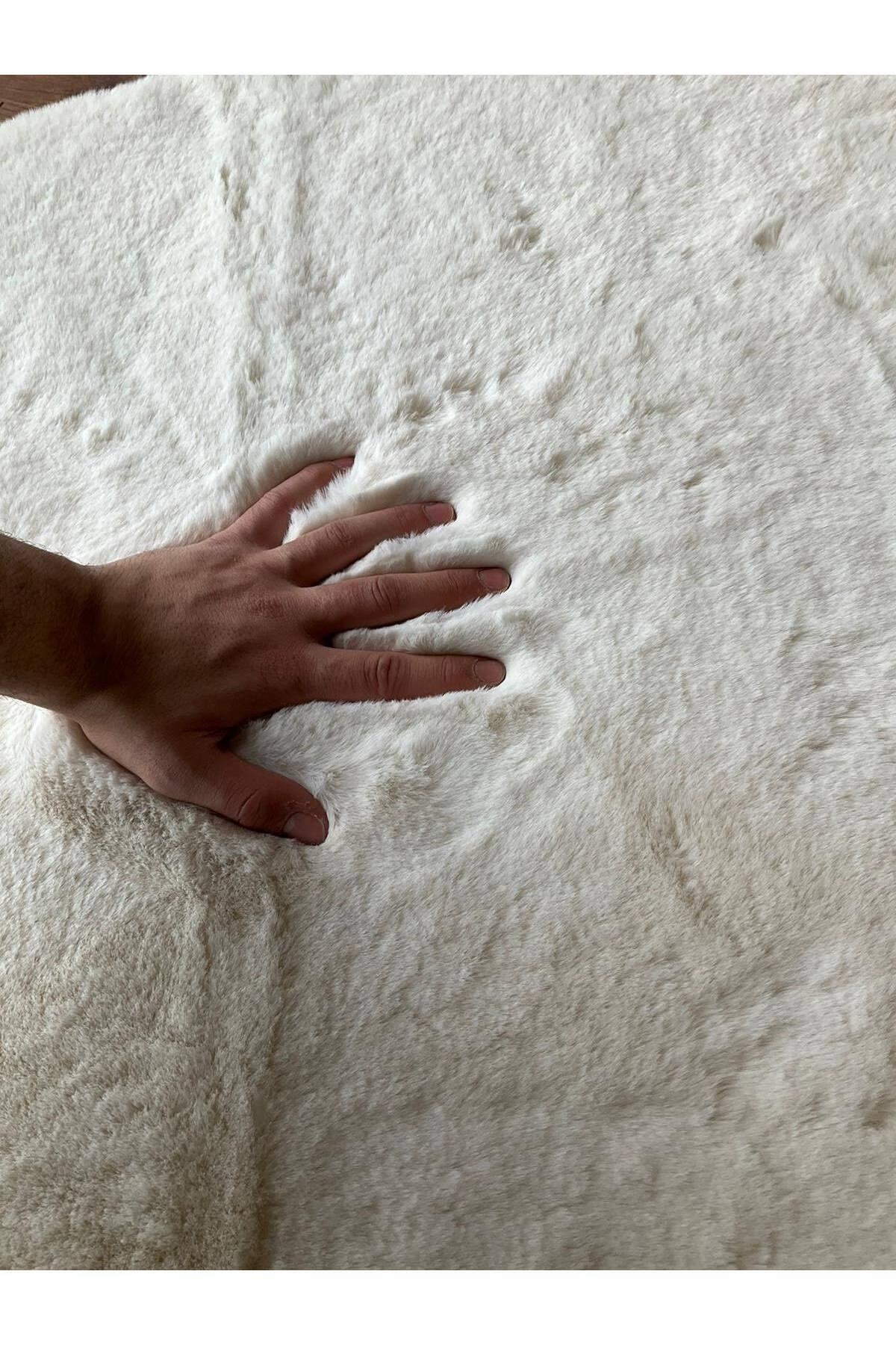 SARAZ HALI Tavşan Tüyü Post Peluş Ultra Yumuşak Post Puffy Krem fotoğrafı 3 (önizleme)