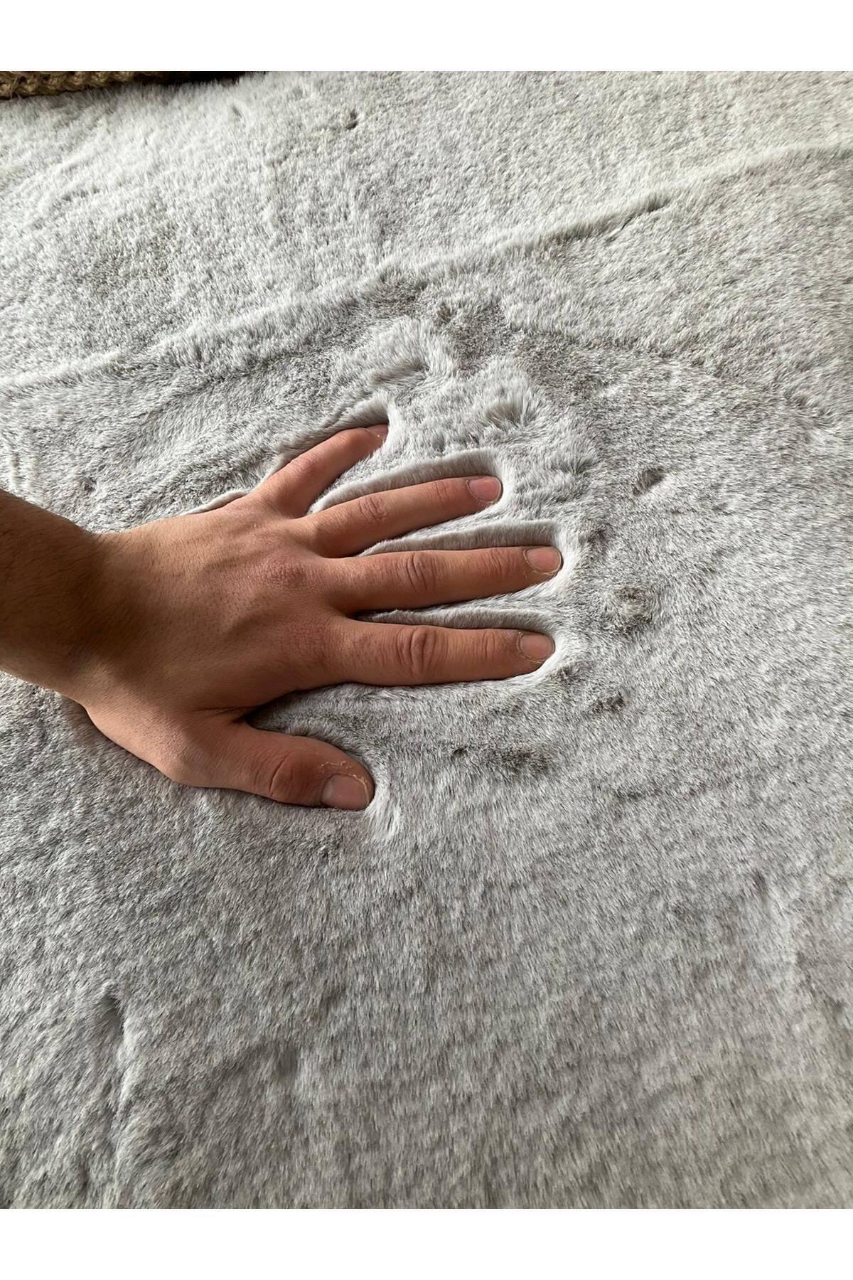 SARAZ HALI Tavşan Tüyü Post Peluş Ultra Yumuşak Post Puffy Gri fotoğrafı 2 (önizleme)