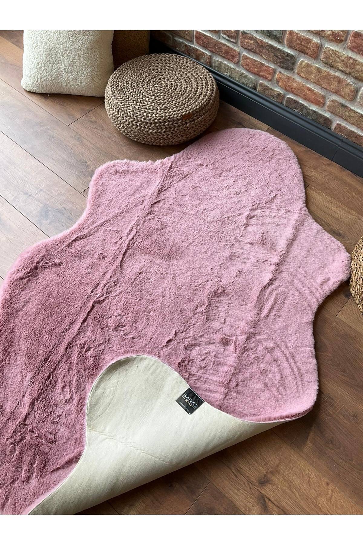 SARAZ HALI Tavşan Tüyü Post Peluş Ultra Yumuşak Post Puffy Pembe fotoğrafı 4 (önizleme)