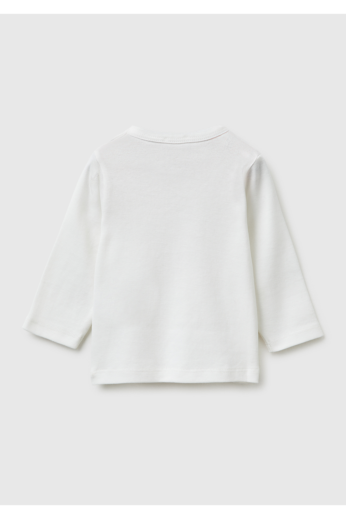 United Colors of Benetton Bebek Beyaz Su Bazlı Logo Baskılı Omzu Gizli Çıtçıtlı Uzun Kollu T-Shirt fotoğrafı 2 (önizleme)