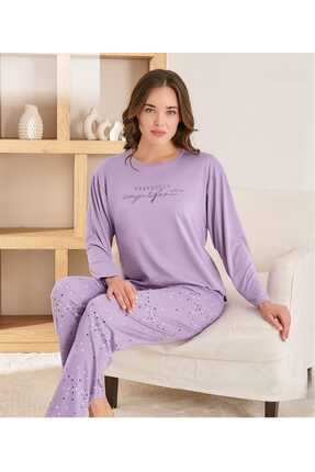 Pijamoni Kadın Milan Kumaş Uzun Kollu Pijama Takımı 7600