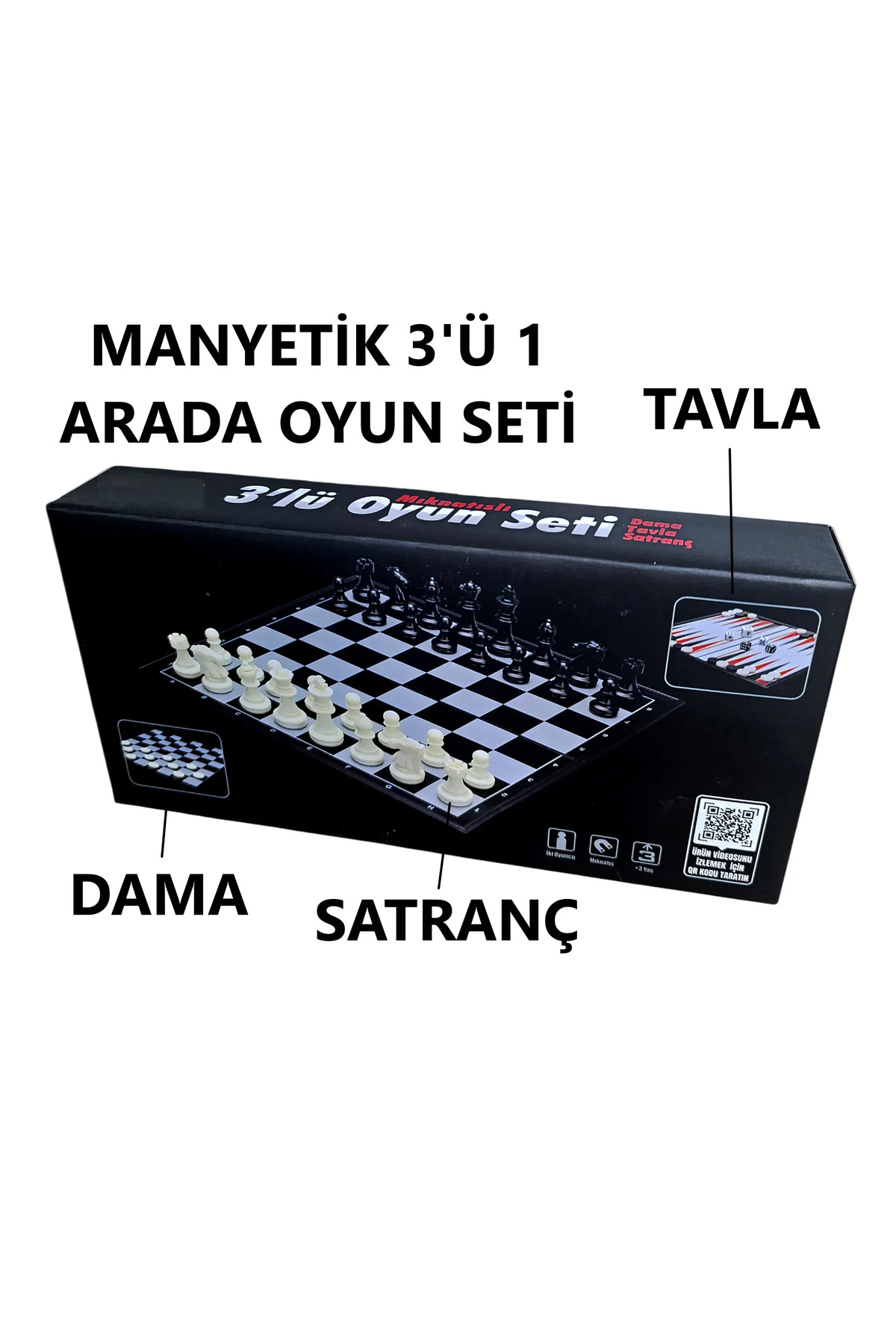 Brother Toys 3'lü Manyetik Oyun Seti - Satranç - Tavla - Dama 3'ü