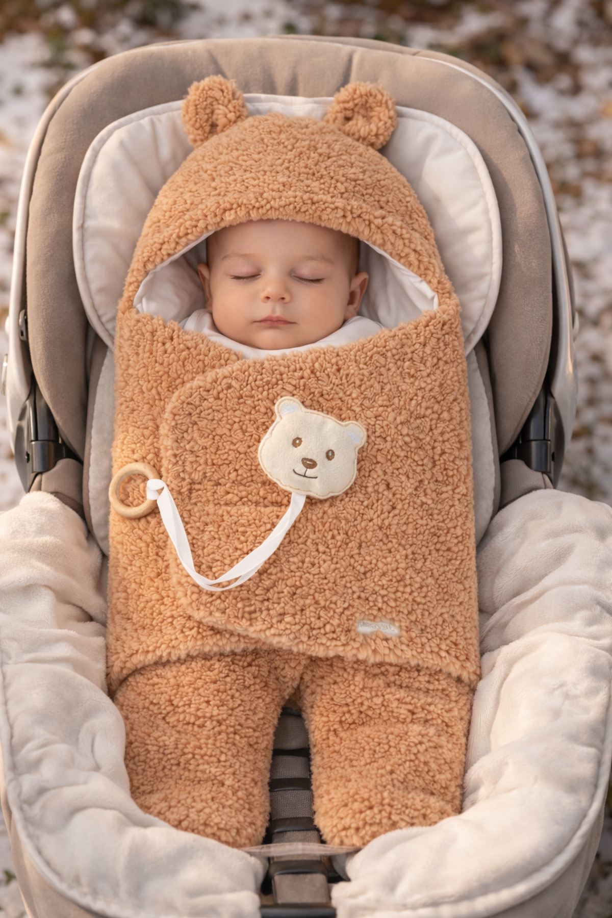 Tomuycuk Welsoft Pelüş Bebek Kundak Battaniyesi Ayaklı Uyku Tulumu | Kışlık Kalın Mont | 0-12 Ay Yenidoğan fotoğrafı 2 (önizleme)