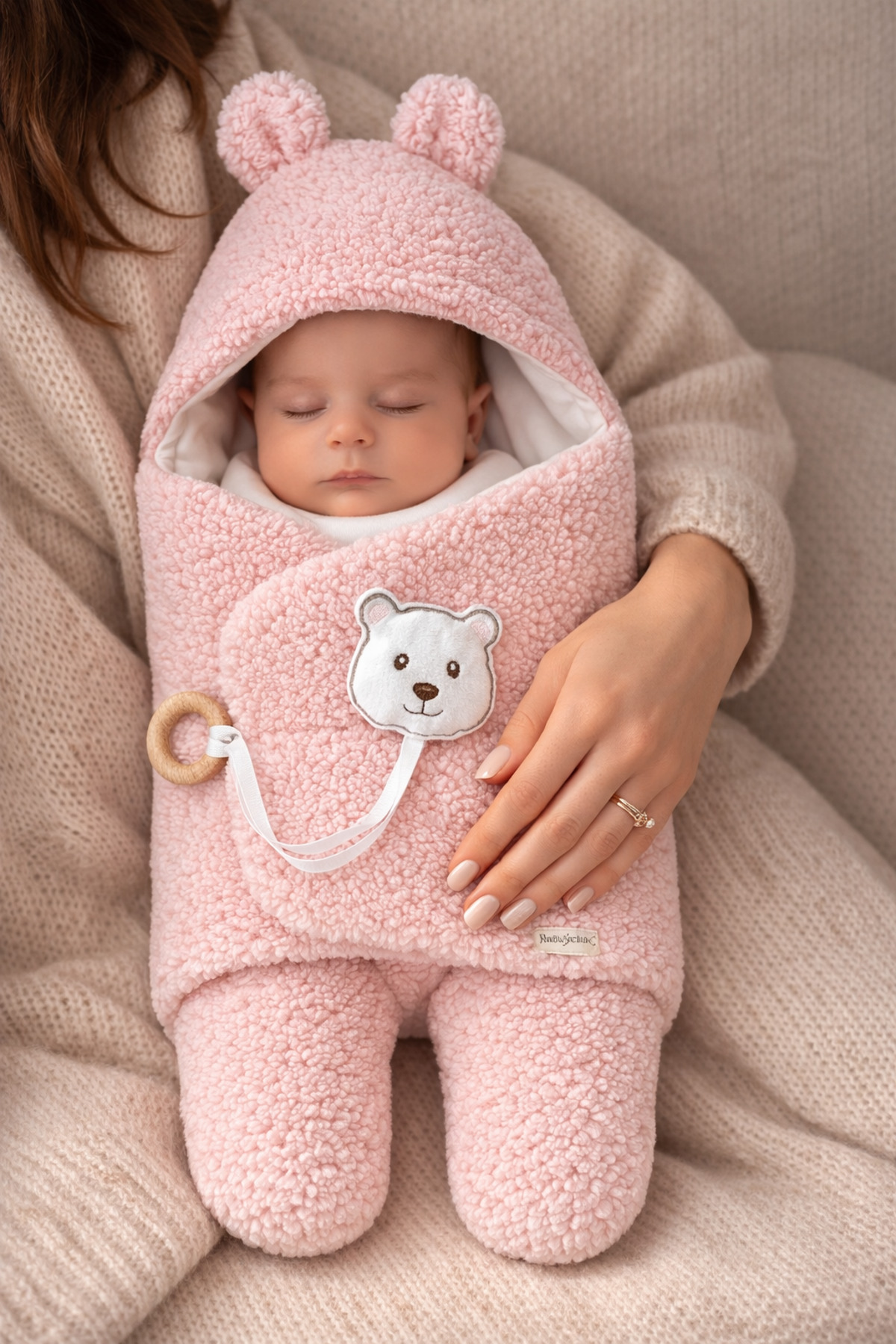 Tomuycuk Welsoft Pelüş Bebek Kundak Battaniyesi Ayaklı Uyku Tulumu | Kışlık Kalın Mont | 0-12 Ay Yenidoğan fotoğrafı 2 (önizleme)