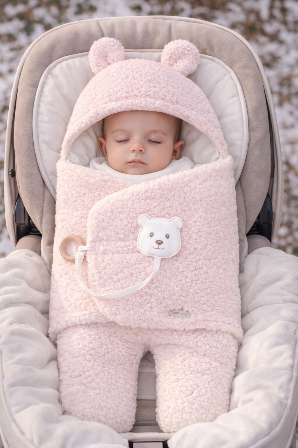 Tomuycuk Welsoft Pelüş Bebek Kundak Battaniyesi Ayaklı Uyku Tulumu | Kışlık Kalın Mont | 0-12 Ay Yenidoğan fotoğrafı 7 (önizleme)