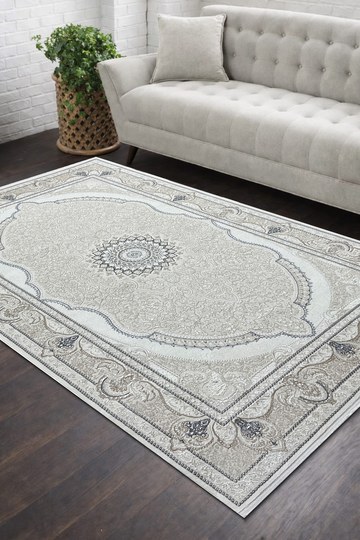 4 Square Meters - 6 Square Meters Modern Thick Thick Woven Living Room and Living Room Carpet Anti-Allergic Beige