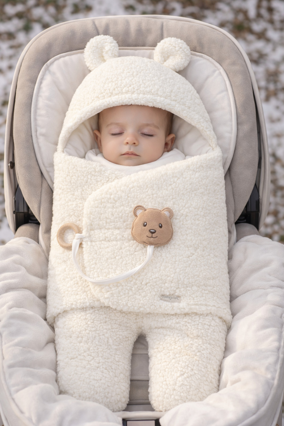 Tomuycuk Welsoft Pelüş Bebek Kundak Battaniyesi Ayaklı Uyku Tulumu | Kışlık Kalın Mont | 0-12 Ay Yenidoğan fotoğrafı 3 (önizleme)