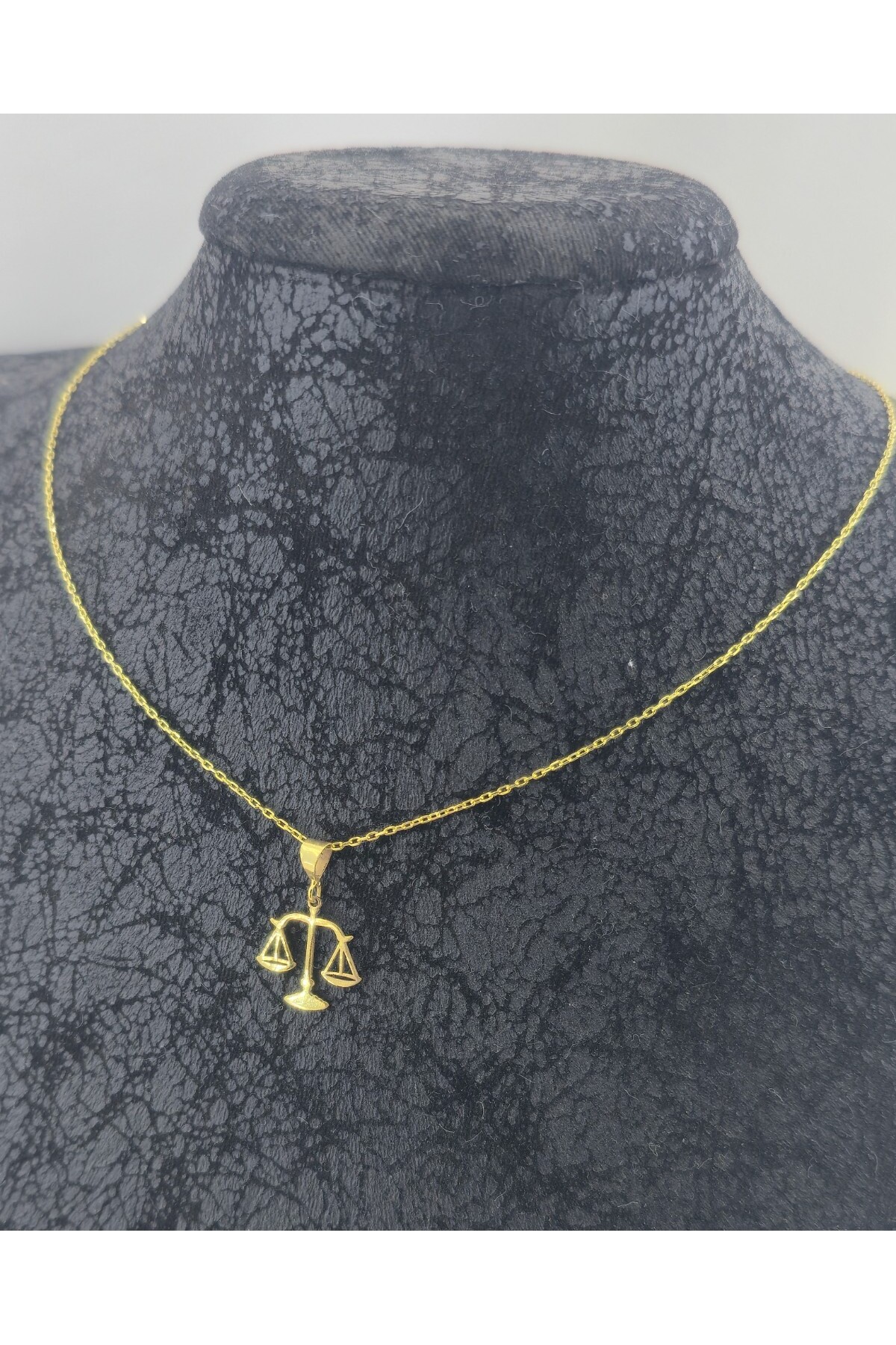 Ziu 925 Ayar Hukuk Adalet Terazisi Gold Gümüş Kolye Uzunluk 45 cm görsel 2