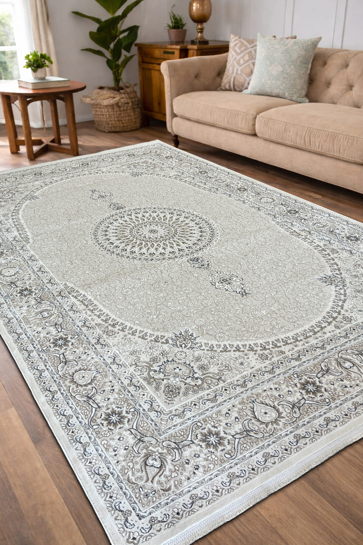 4 Square Meters - 6 Square Meters Modern Thick Thick Woven Living Room and Living Room Carpet Anti-Allergic Beige