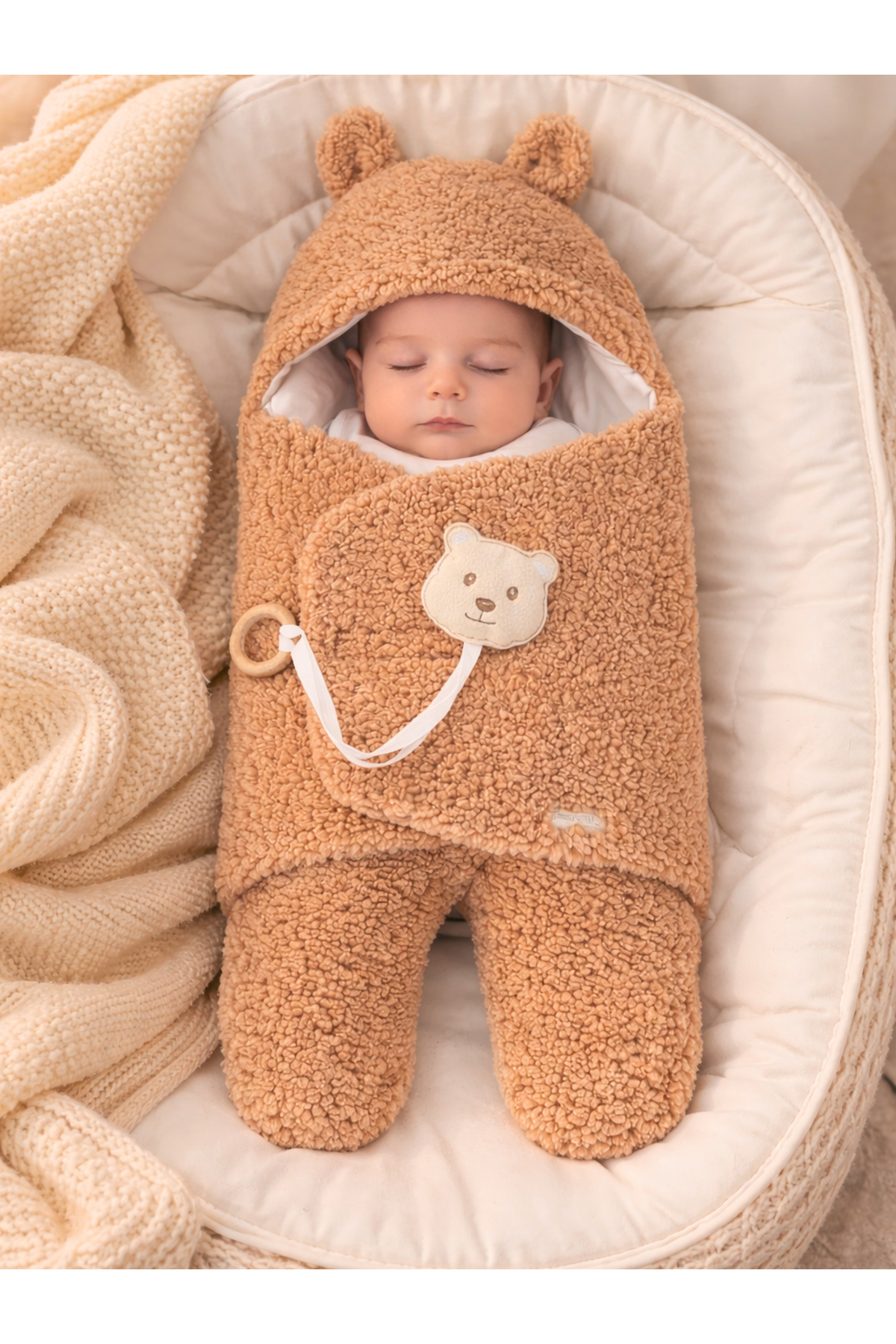 Tomuycuk Welsoft Pelüş Bebek Kundak Battaniyesi Ayaklı Uyku Tulumu | Kışlık Kalın Mont | 0-12 Ay Yenidoğan fotoğrafı 7 (önizleme)