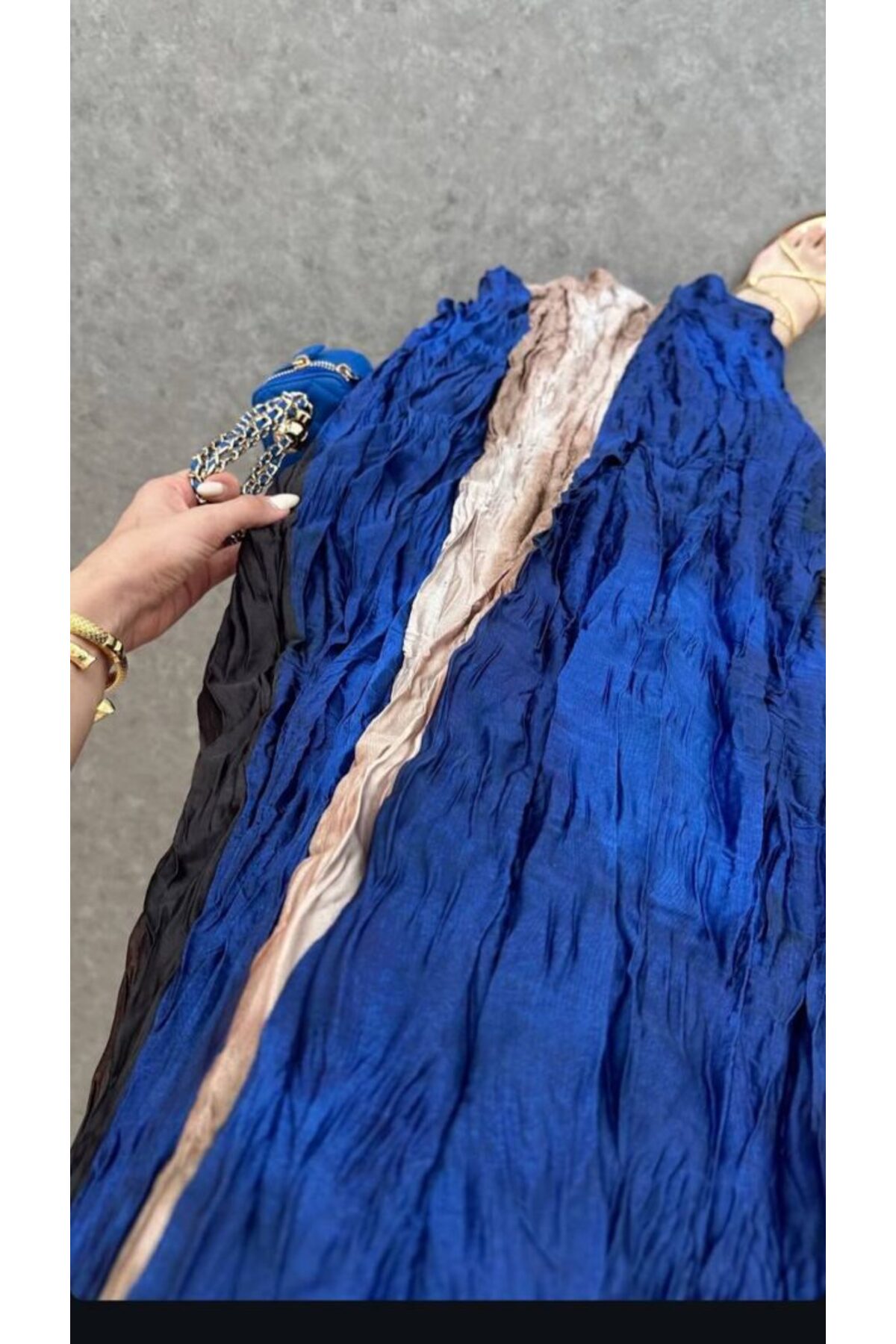 Lijuri  Multi Renkli Askılı Saten Elbise 2035 - Görsel 2