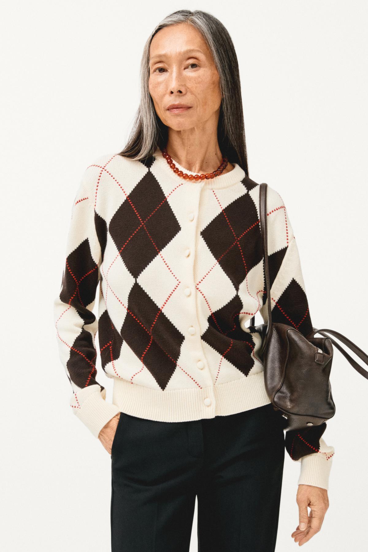 Massimo Dutti  Pamuklu baklava desenli hırka - Görsel 2