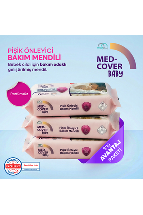 MED-COVER Baby Pişik Önleyici Bakım Mendili 50 x 3 Avantaj Paketi