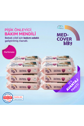 MED-COVER Baby Pişik Önleyici Bakım Mendili 50 x 12 Avantaj Paketi