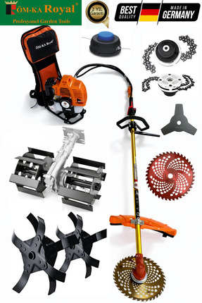 ÖM-KA Royal Benzinli Sırt Tırpan Ot Biçme Makinesi + 2 Adet Toprak Çapalama 5...