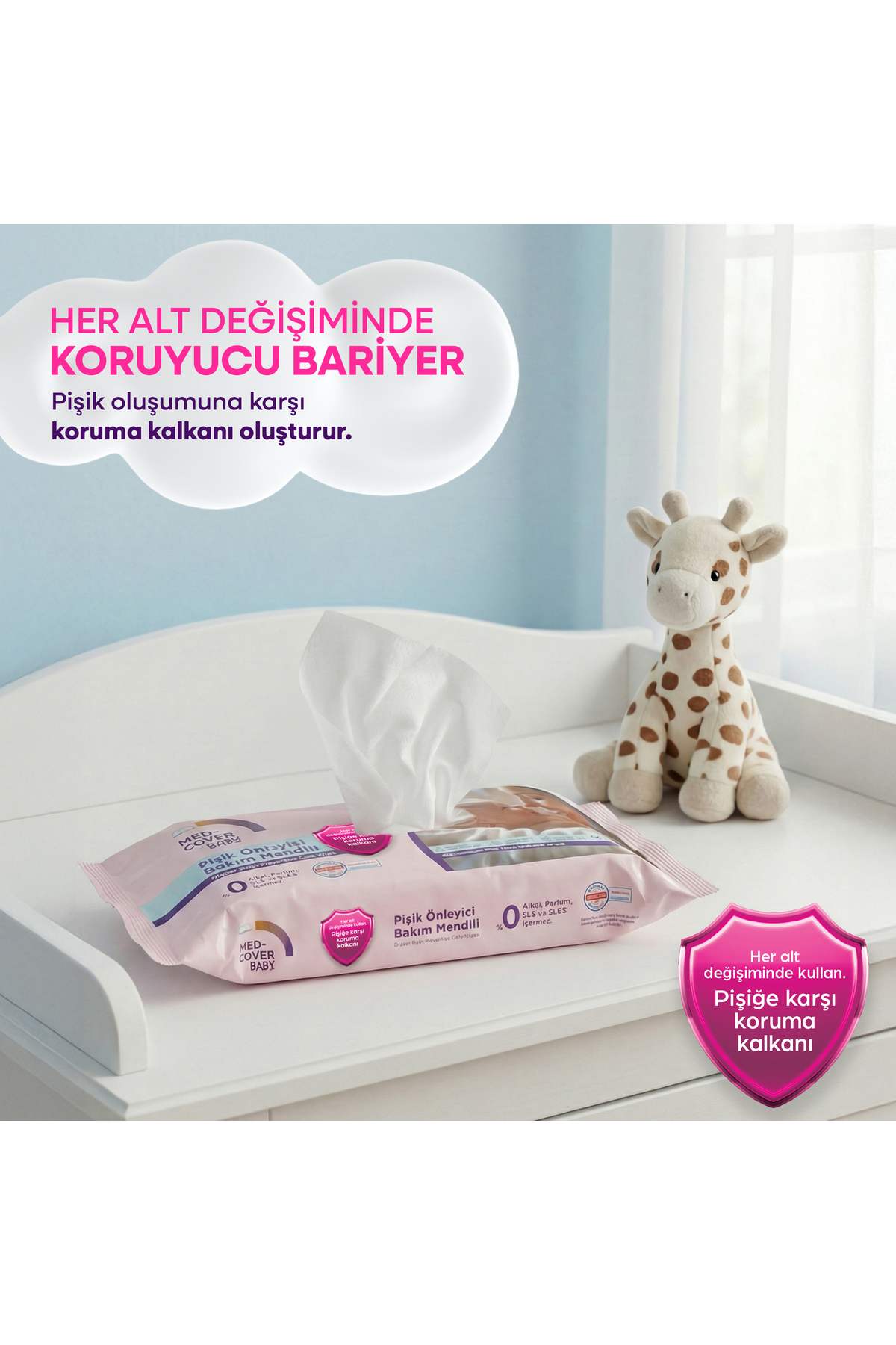 MED-COVER Baby Pişik Önleyici Bakım Mendili 50 x 3 Avantaj Paketi fotoğrafı 3 (önizleme)
