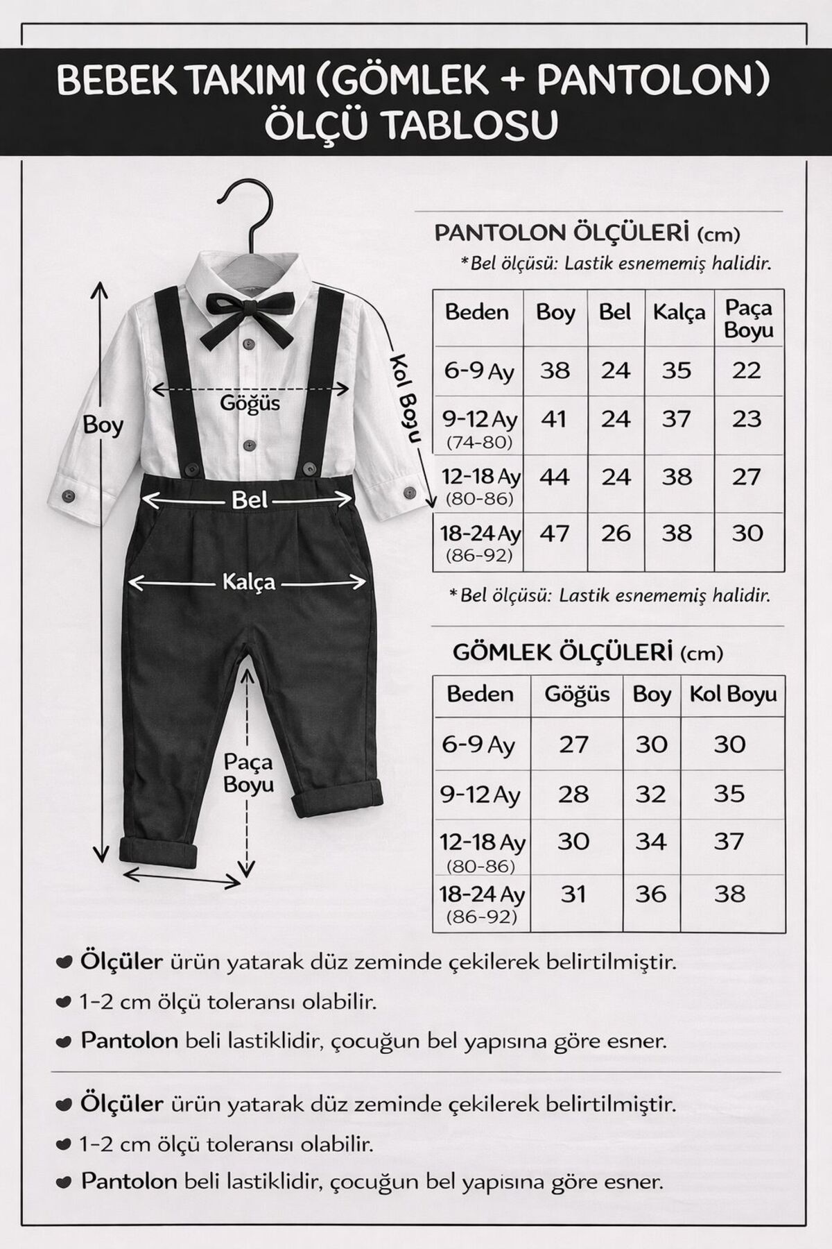 Globaby Kurdele Papyonlu Salopetli 2'li Uzun Kollu Erkek Takım fotoğrafı 6 (önizleme)