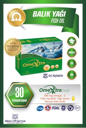 Glion Pharma Omextra Daily Omega-3 Balık Yağı İçeren Yumuşak Kapsül Takviye E...