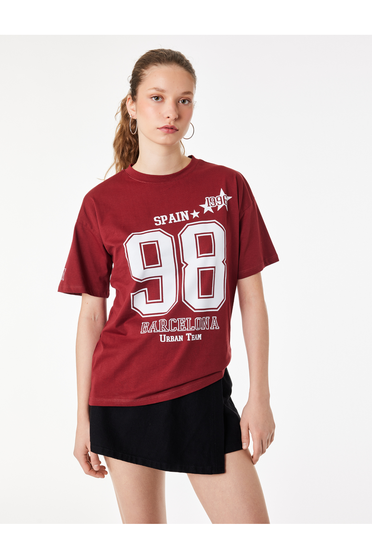 Koton Cotton Comfortable Fit Short Sleeve Crew Neck College Printed T-Shirt