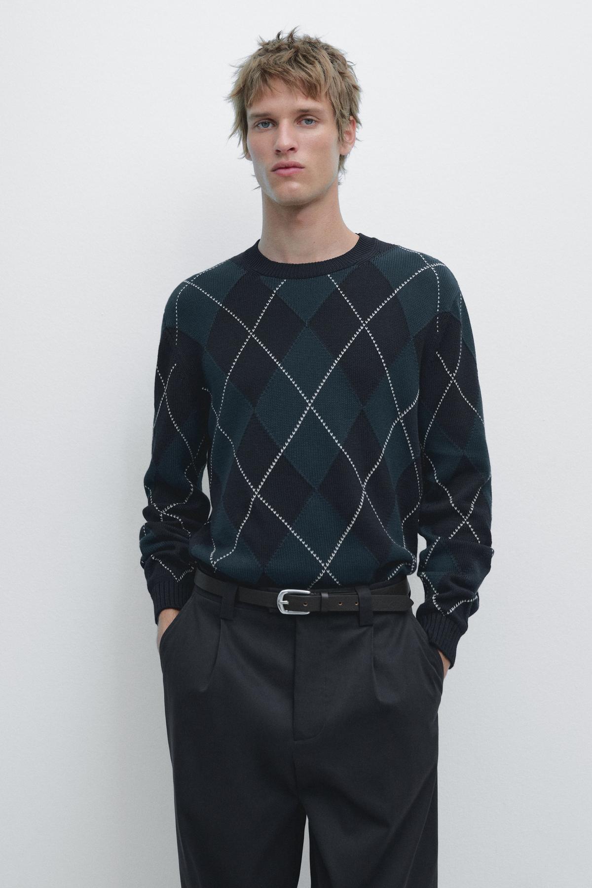 Cotton Argyle detailed knitwear sweater