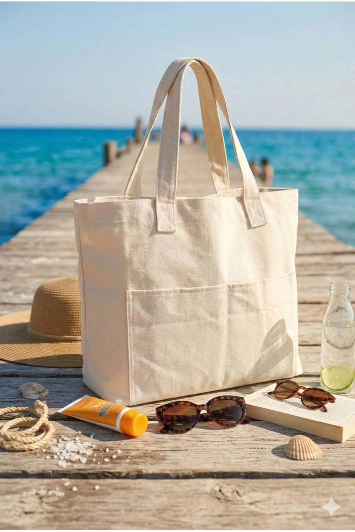 Hedwig Design Kadın Kanvas Tote Omuz /plaj Çantası görsel 6