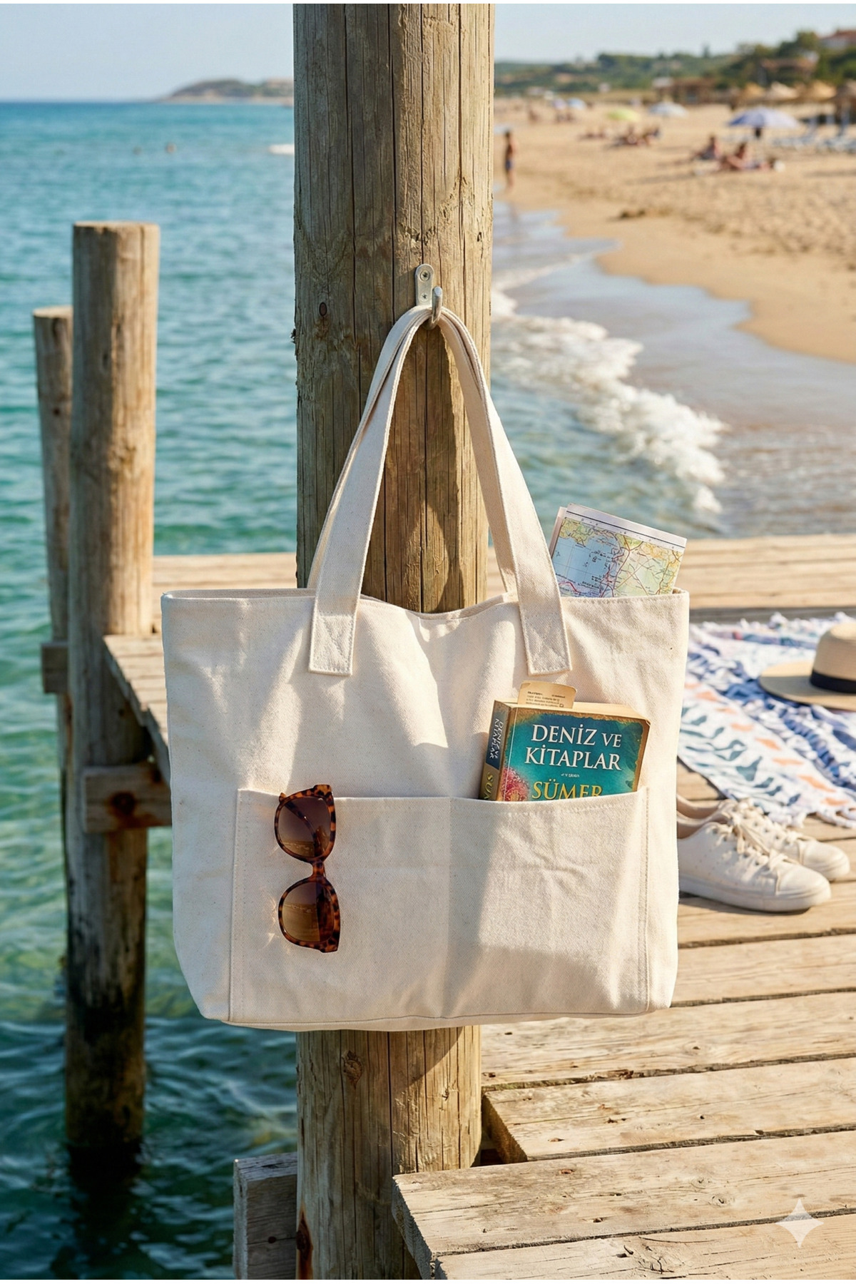 Hedwig Design Kadın Kanvas Tote Omuz /plaj Çantası görsel 3