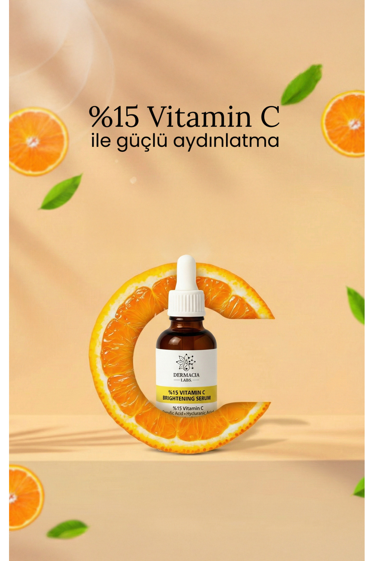 %15 Vitamin C Serum 30 ml, Süper Aydınlatıcı, Leke Karşıtı, Ferulic Asit, Niacinamide — DL-CVIT30 — تصویر 2 از 4