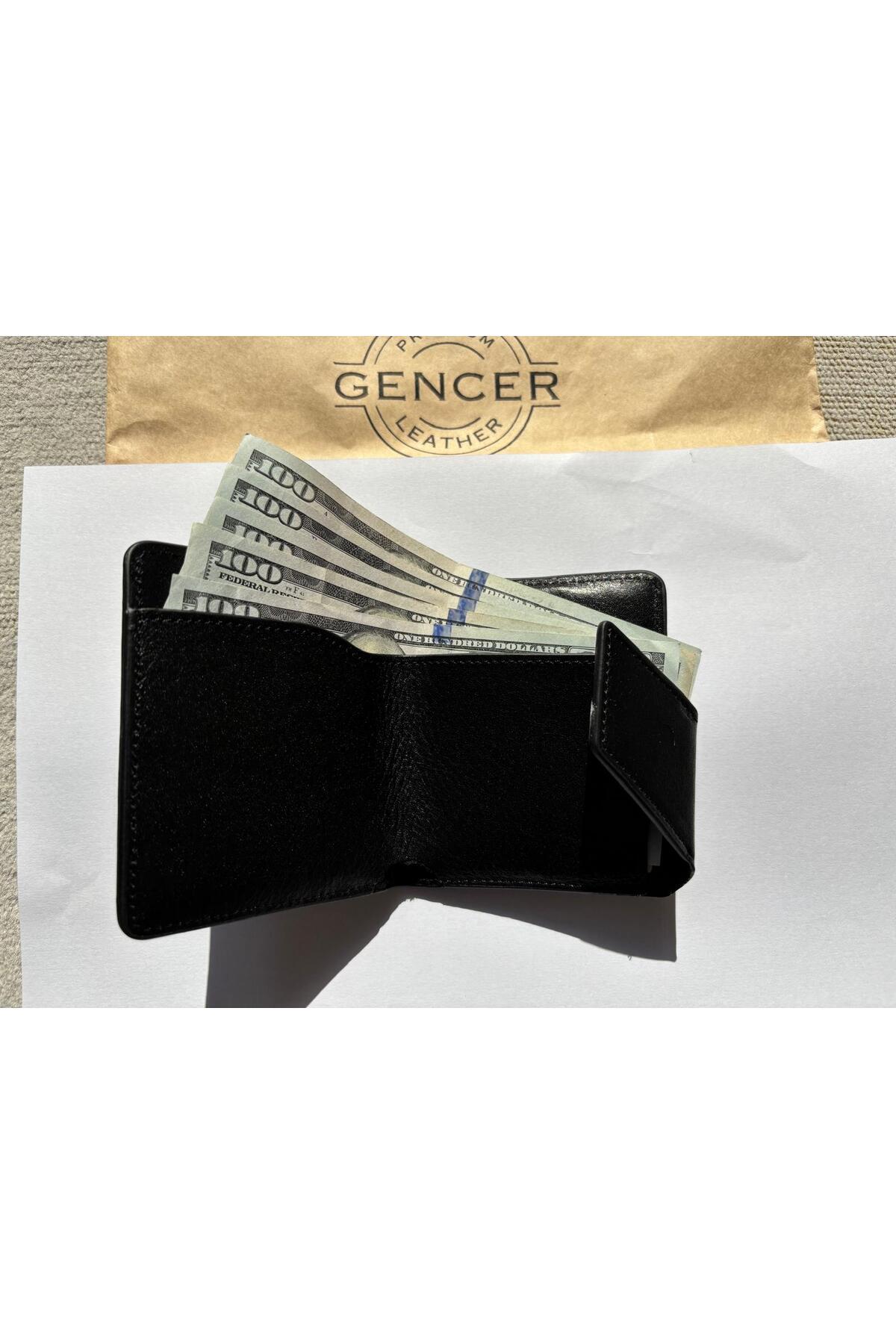 GENCER LEATHER HAKİKİ DERİ KARTLIK MIKNATISLI SİYAH görsel 3