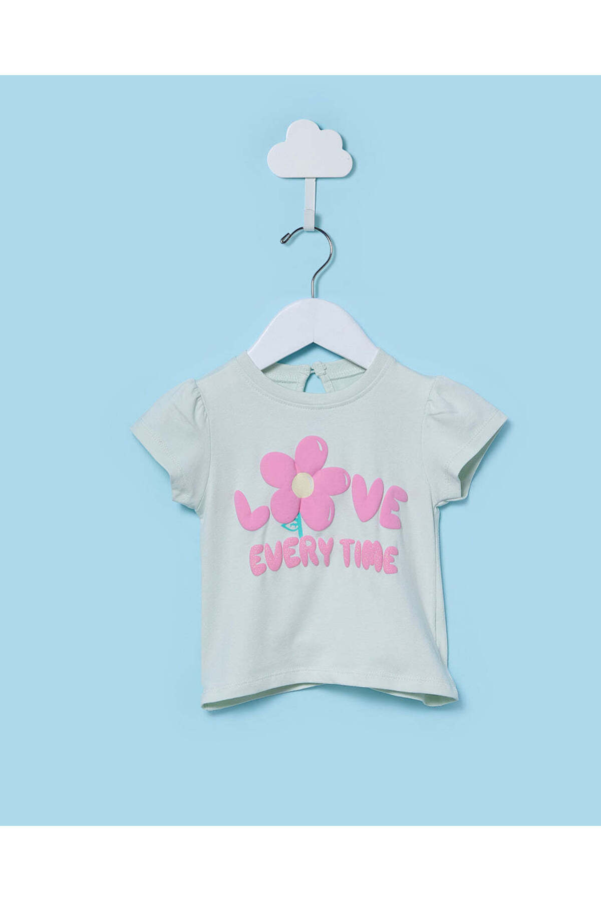 REDTAG Infant Girls Green Placement Print T Shirt