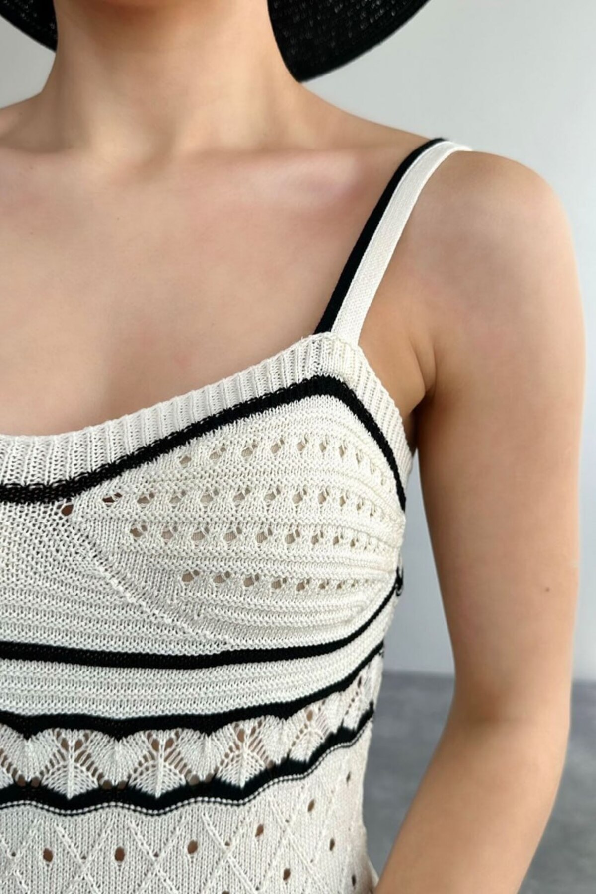 Damen Lochmuster-Langes Kleid - Görsel 4
