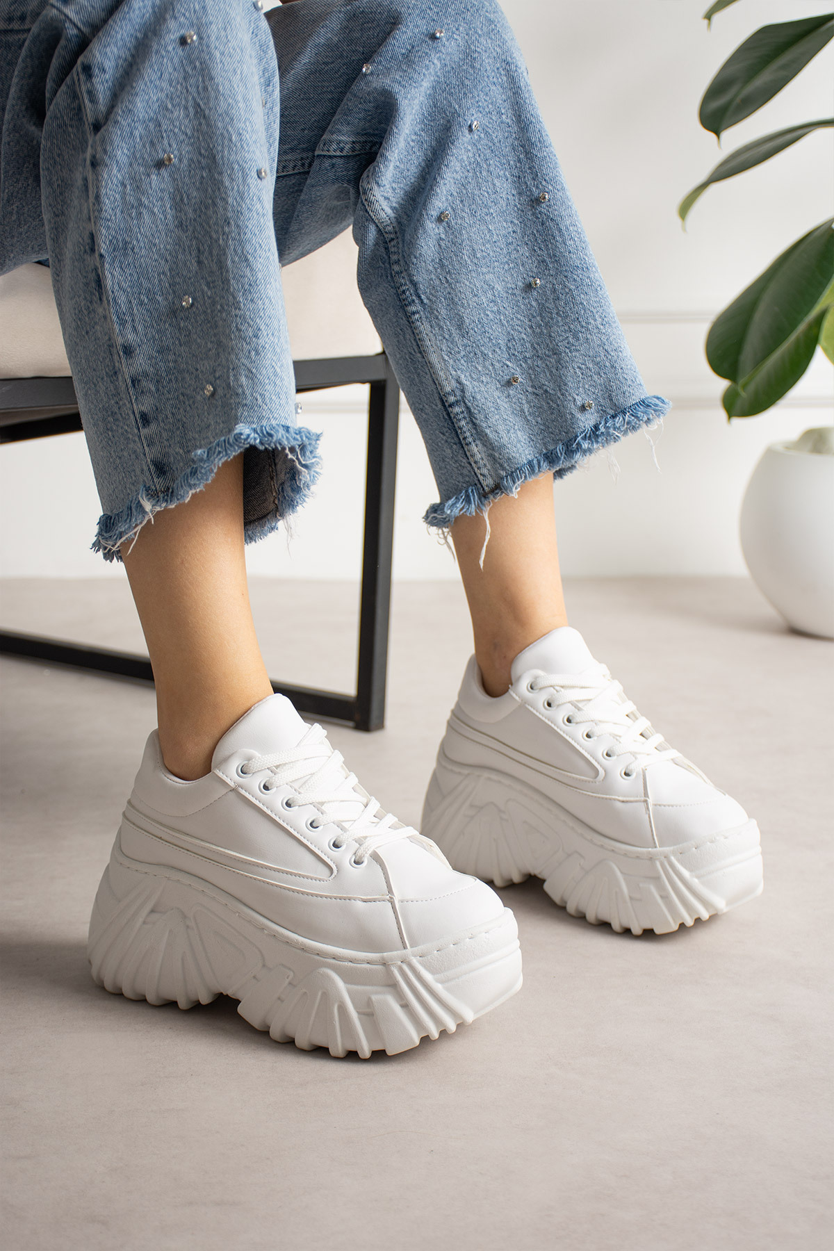 LEYDİ SHOES  KCL-901 BEYAZ TABANLI SPOR - Görsel 2