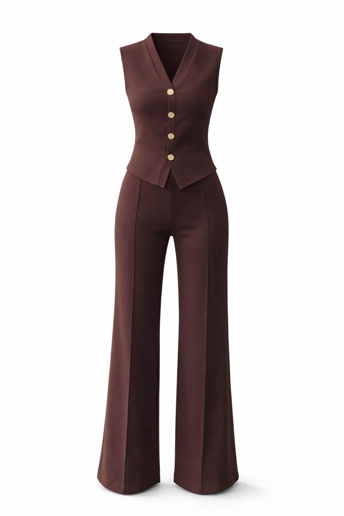 Narferita Nireya Modal Золотий жилет з ґудзиками та брюки