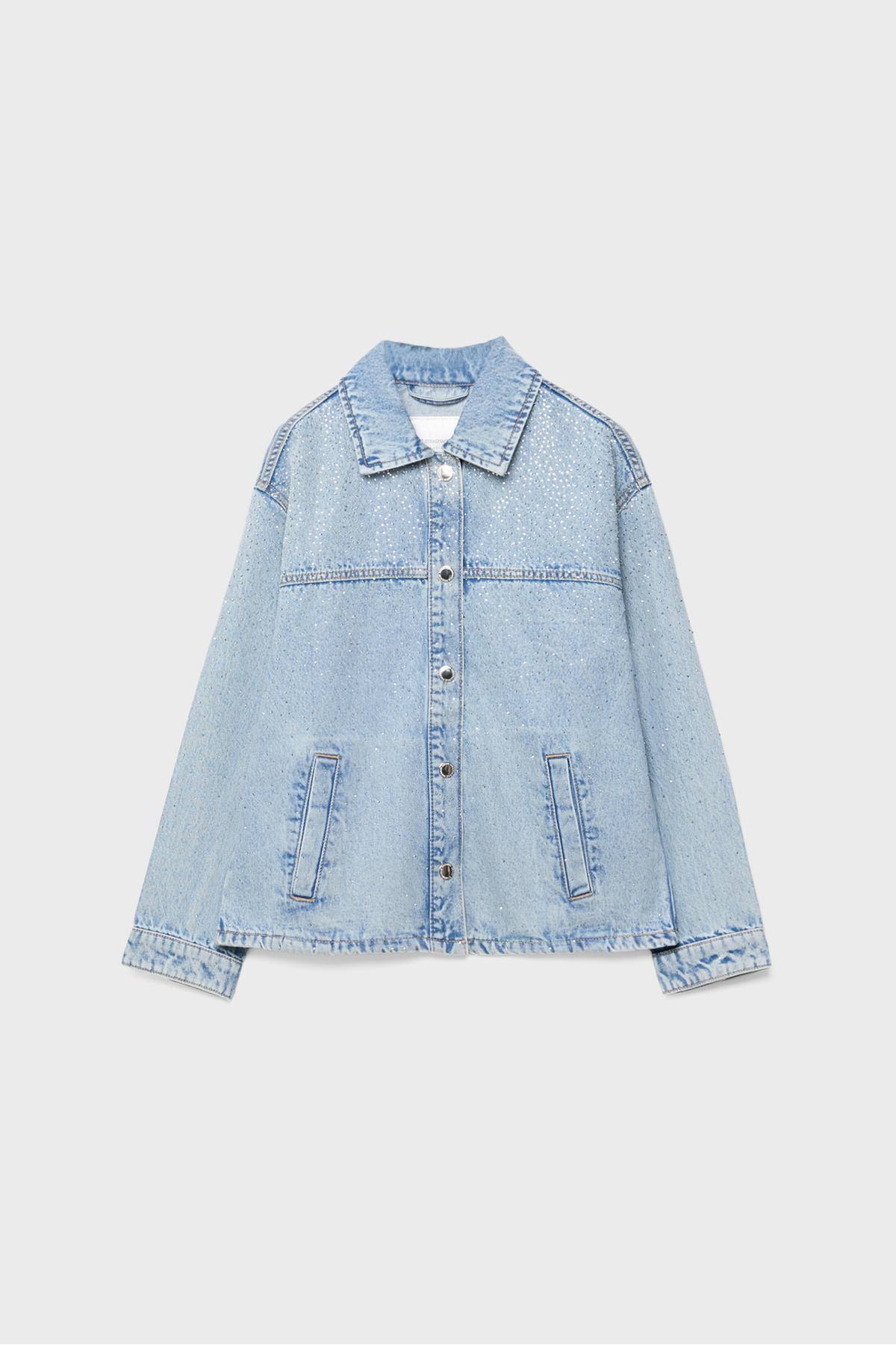Stradivarius  DENIM JACKET WITH PATCH POCKETS AND RHINESTONES - Görsel 6