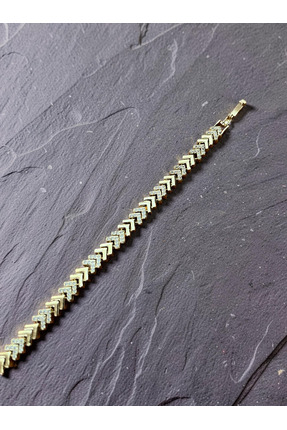 Noi jewelry Gold V Form Zirkon Taşlı Bileklik – Modern Chevron Tasarım