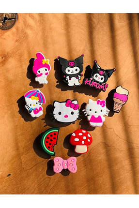 Buki'nin Atölyesi Terlik Süsü 10'Lu Set KUROMİ HELLO KİTTY MY MELODİ