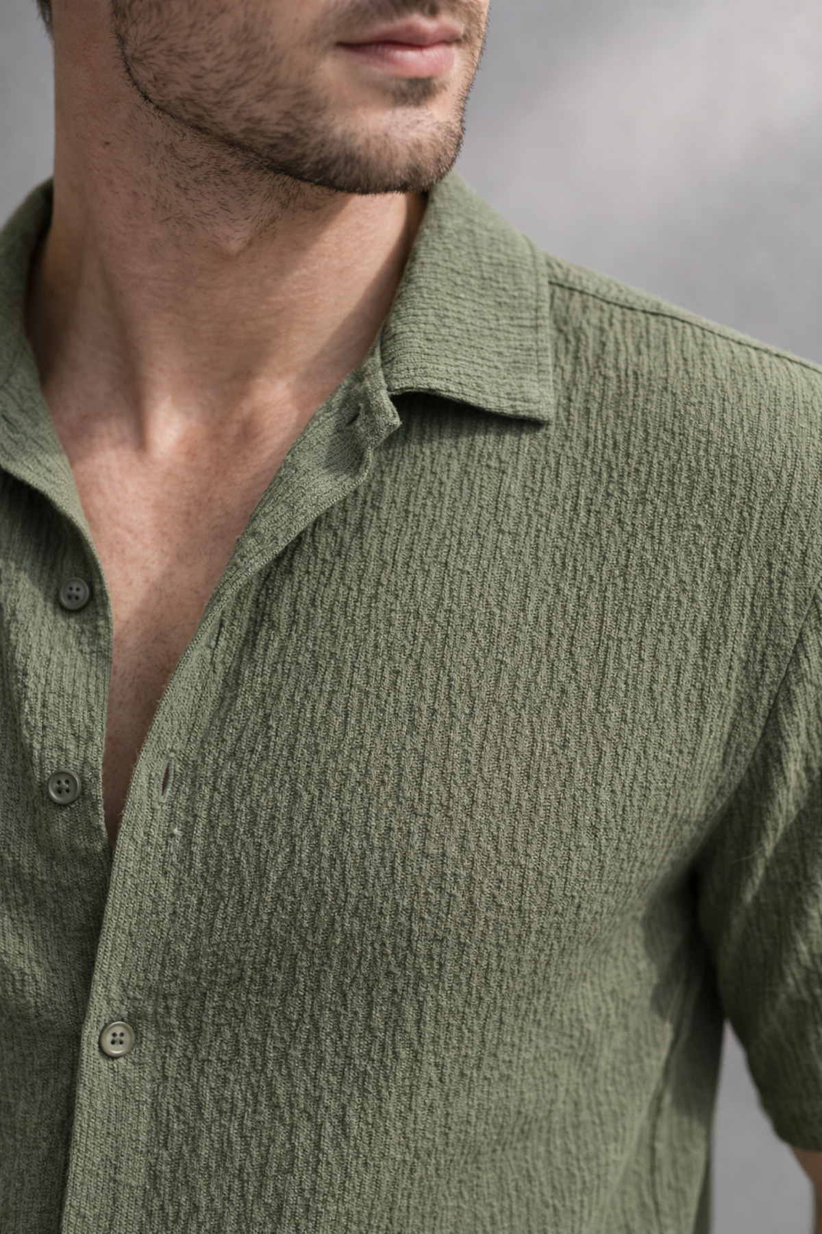 Polo State  Erkek Crinkle Kumaş Regular Fit Gömlek Yeşil - Görsel 3