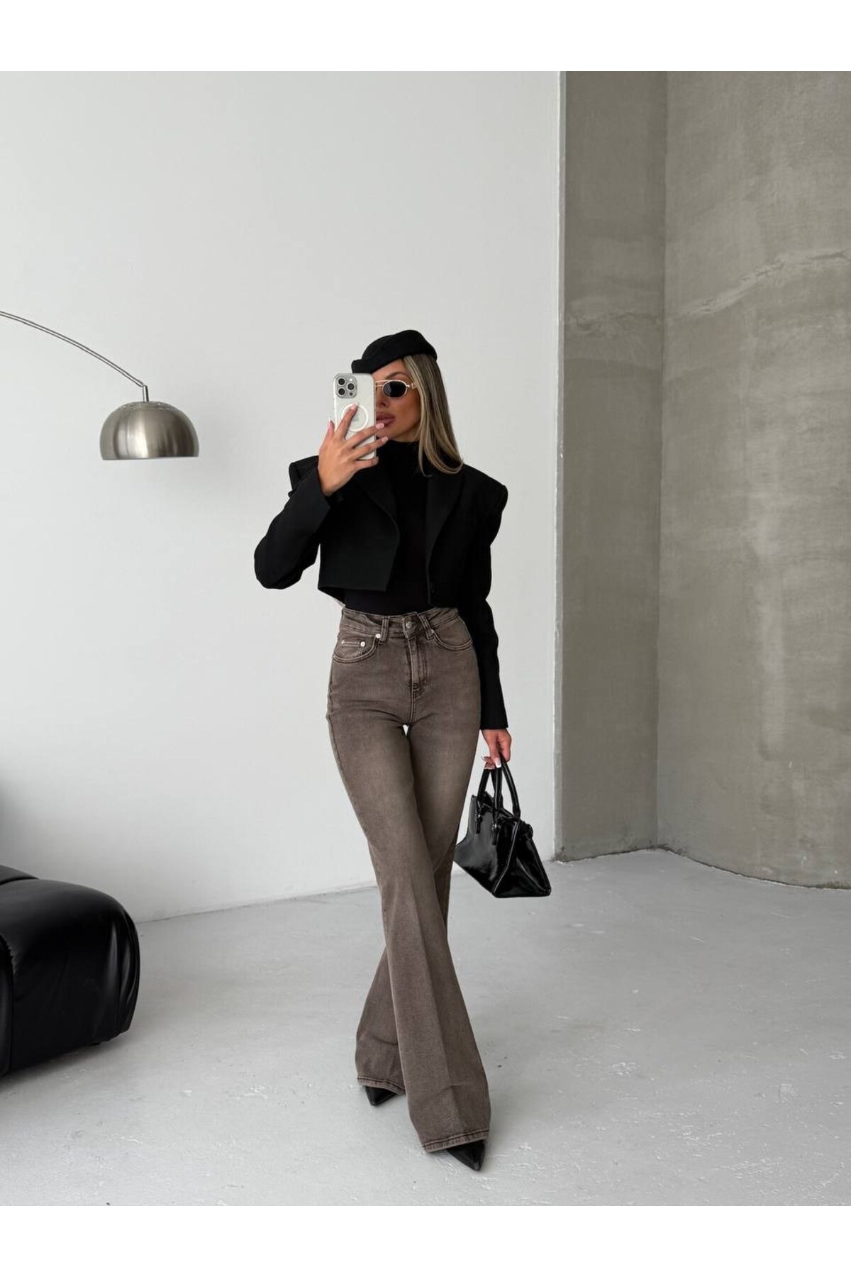 HerTon  Yüksek Bel Bol Paça Jean Pantolon - Görsel 3