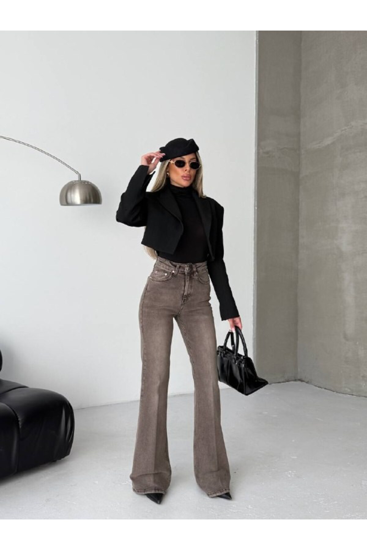 HerTon  Yüksek Bel Bol Paça Jean Pantolon - Görsel 2