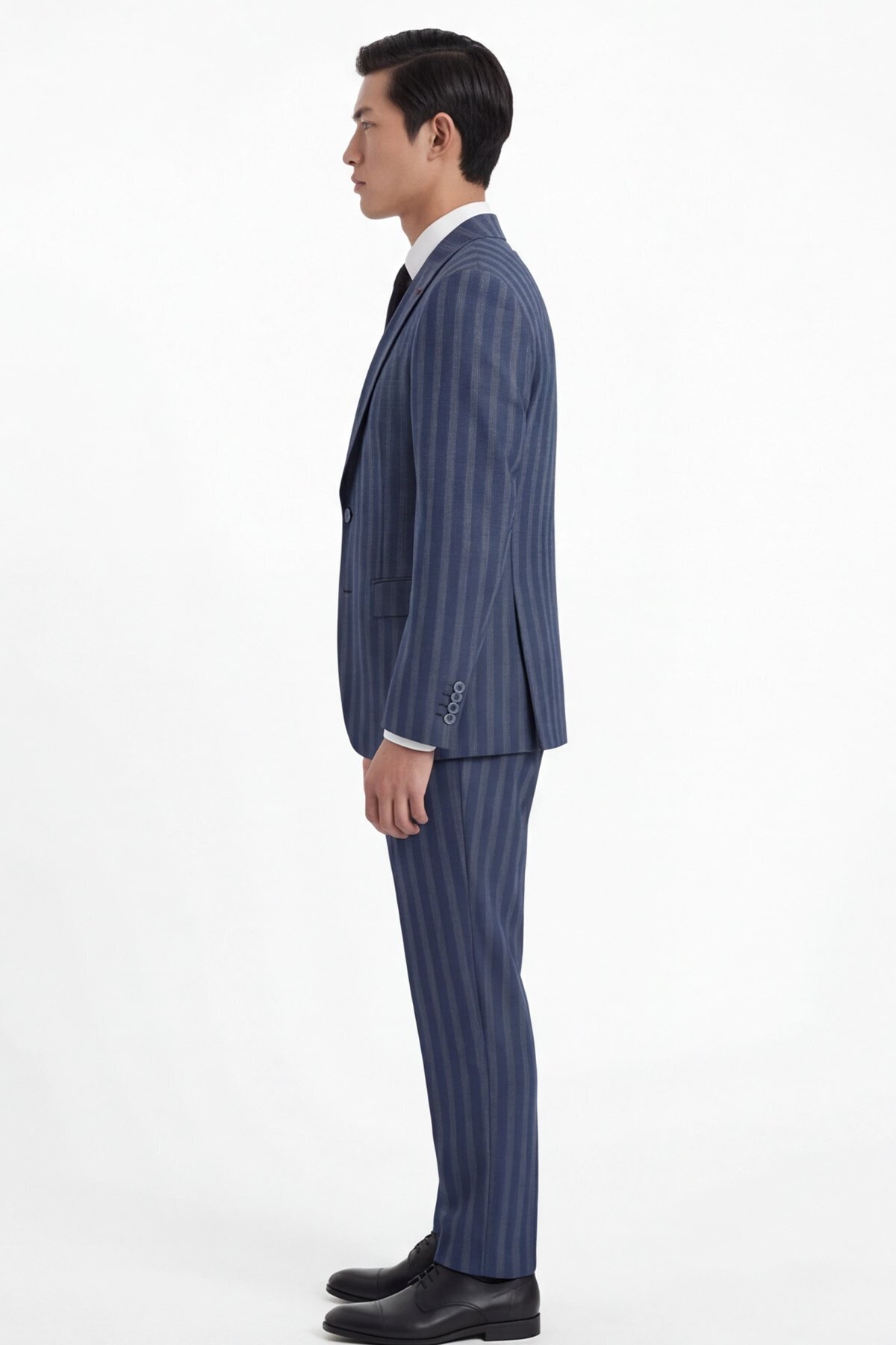 Giotelli  Erkek Viskon Karışımlı 8 Drop Klasik Lacivert Yelekli Takım Elbise - Görsel 4