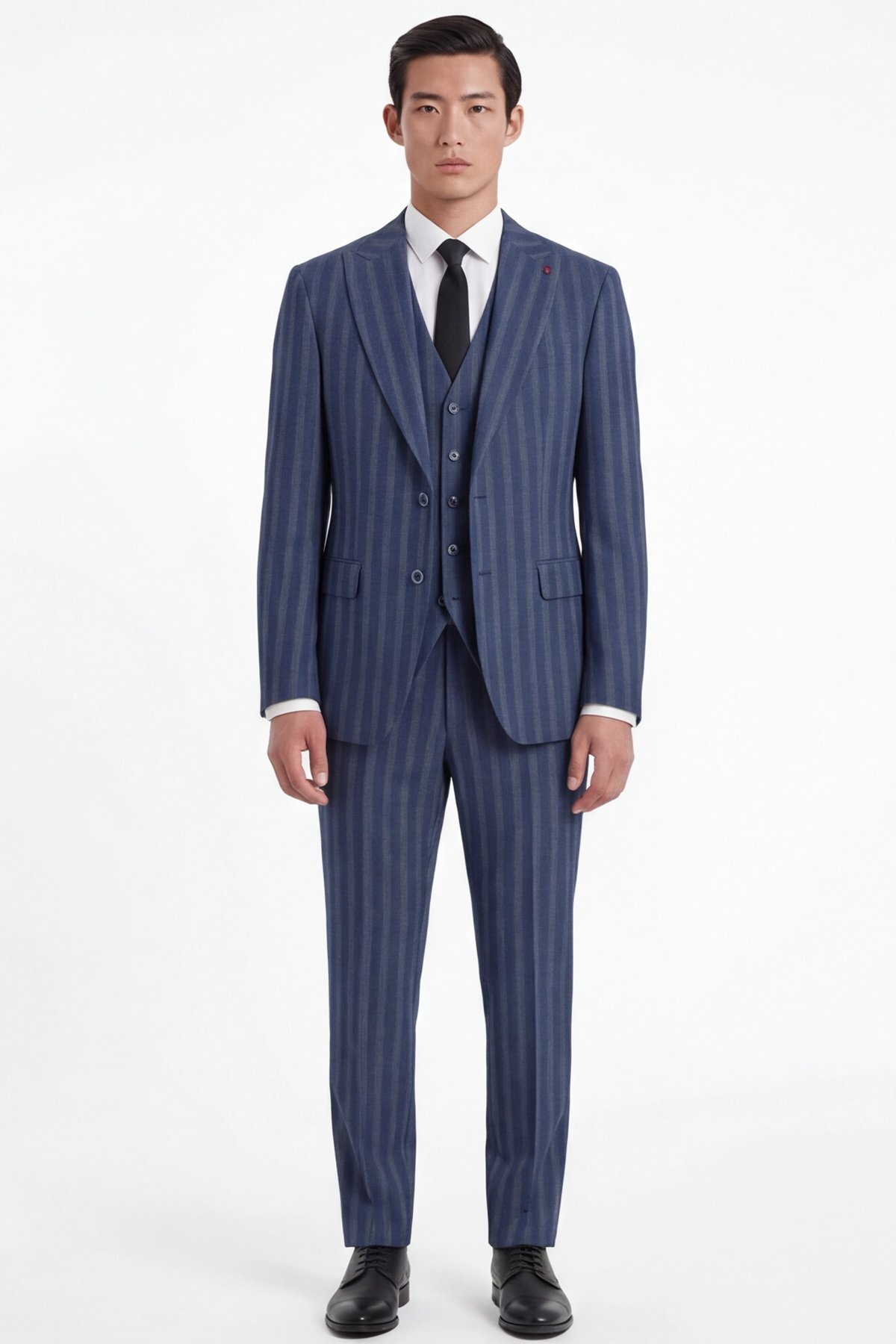 Giotelli  Erkek Viskon Karışımlı 8 Drop Klasik Lacivert Yelekli Takım Elbise - Görsel 2