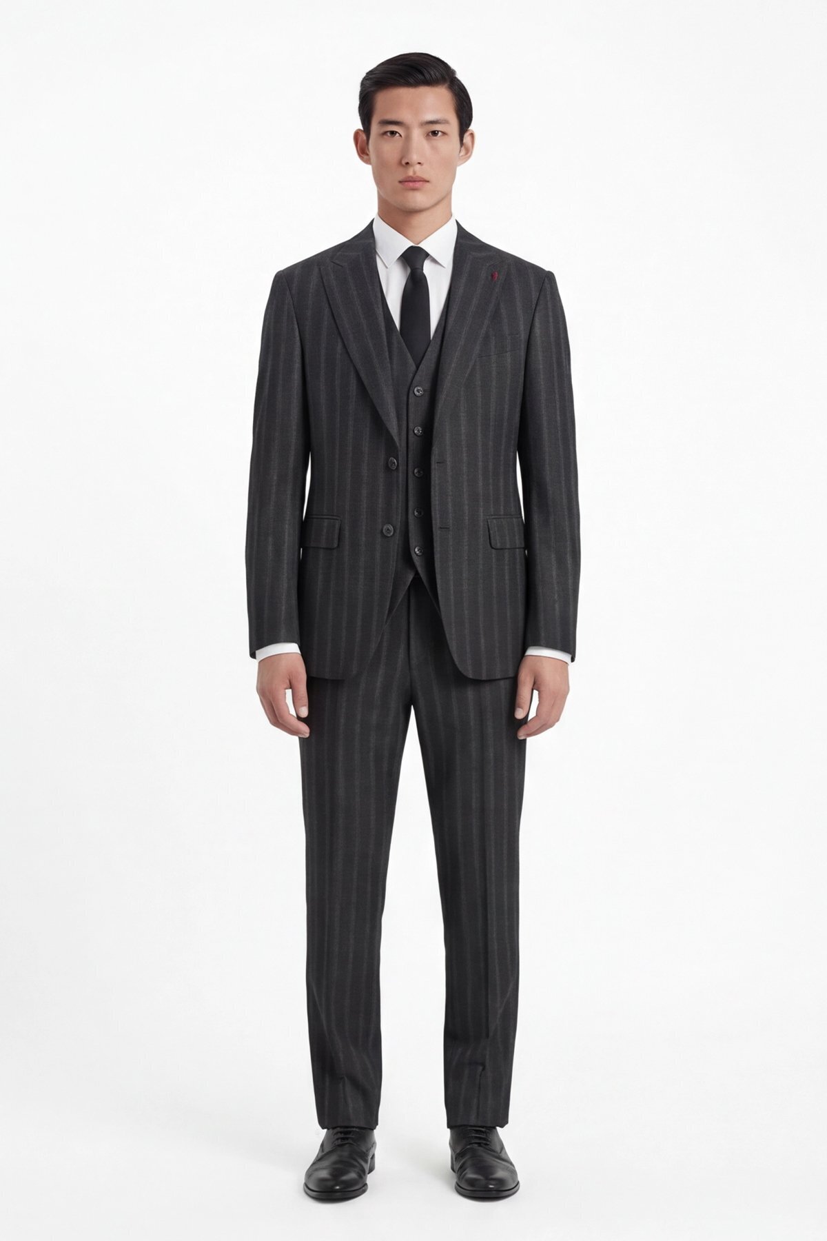 Giotelli  Erkek Viskon Karışımlı 8 Drop Klasik Siyah Yelekli Takım Elbise - Görsel 2