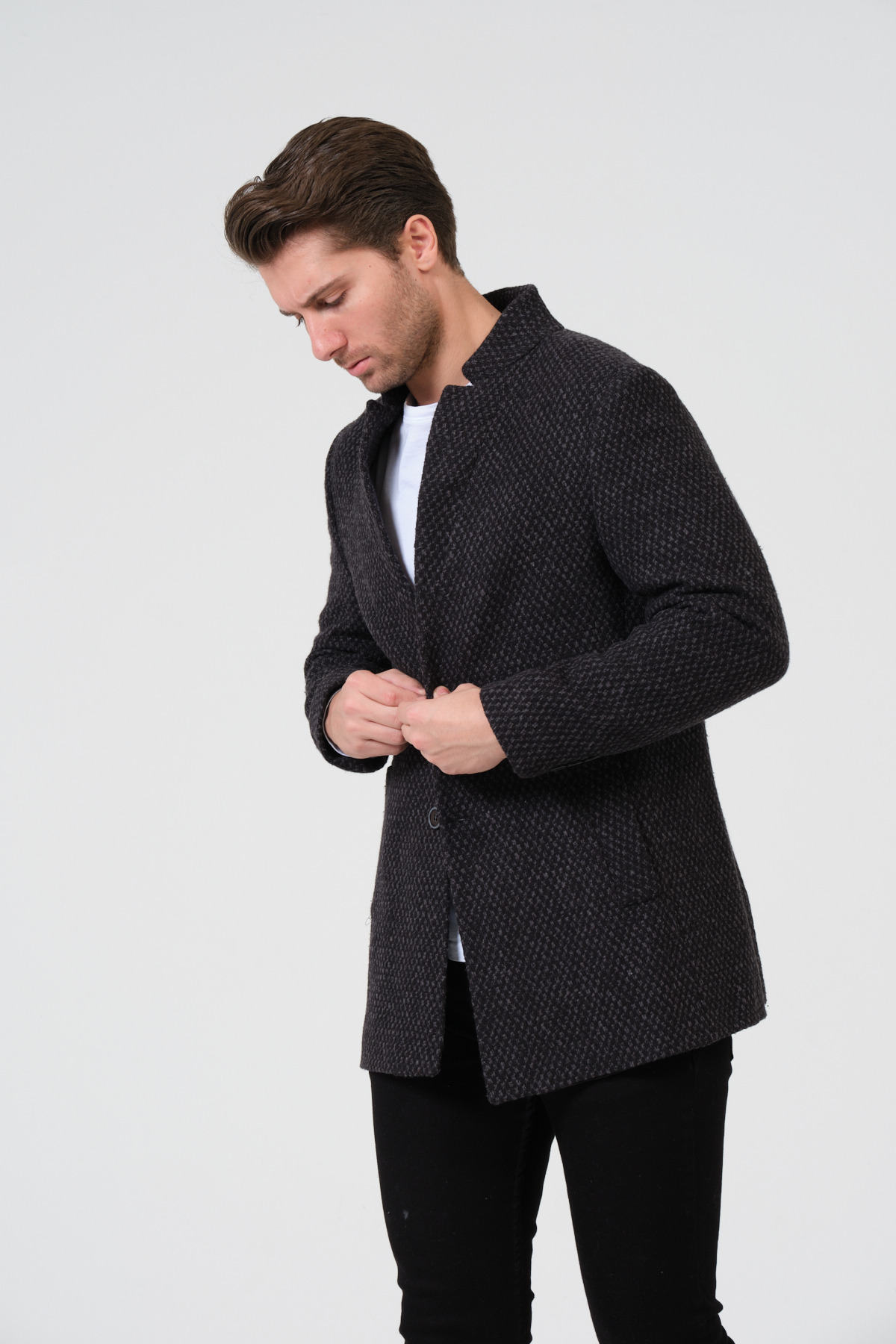 VALUE FASHION  Erkek Slim Fit Kaşe Kaban, Ceket, Mont - Görsel 6