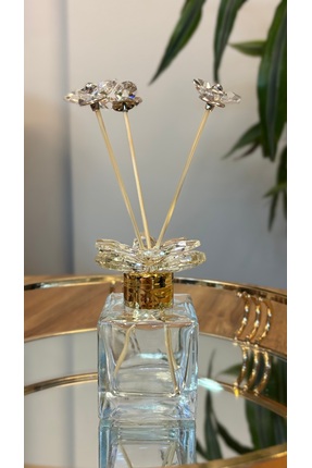 Kiri Dekoratif Kristal Cam Oda Koku Şişesi Şeffaf-Gold