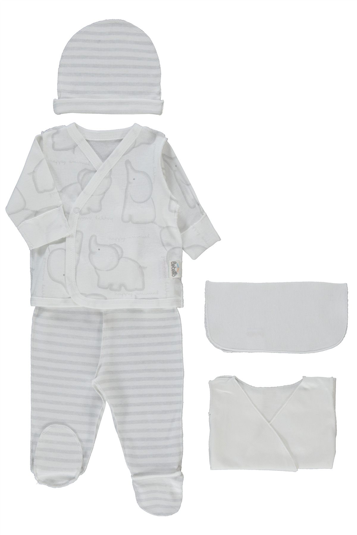 Bebetto RİBANA PREMATURE ZIBIN SET 5Lİ (HAPPY ANIMAL) GRİ MELANJ