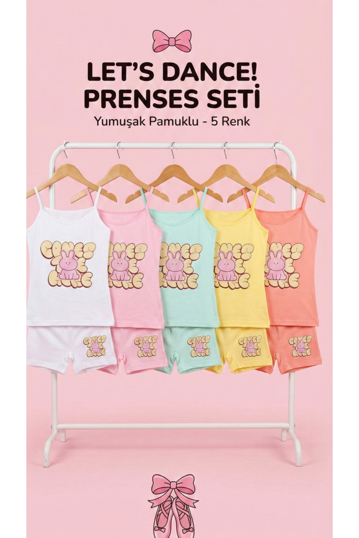 GIRLS PRINTED UNDERSHIRT BOXER SET ECONOMIC 5-pack 100% COTTON
