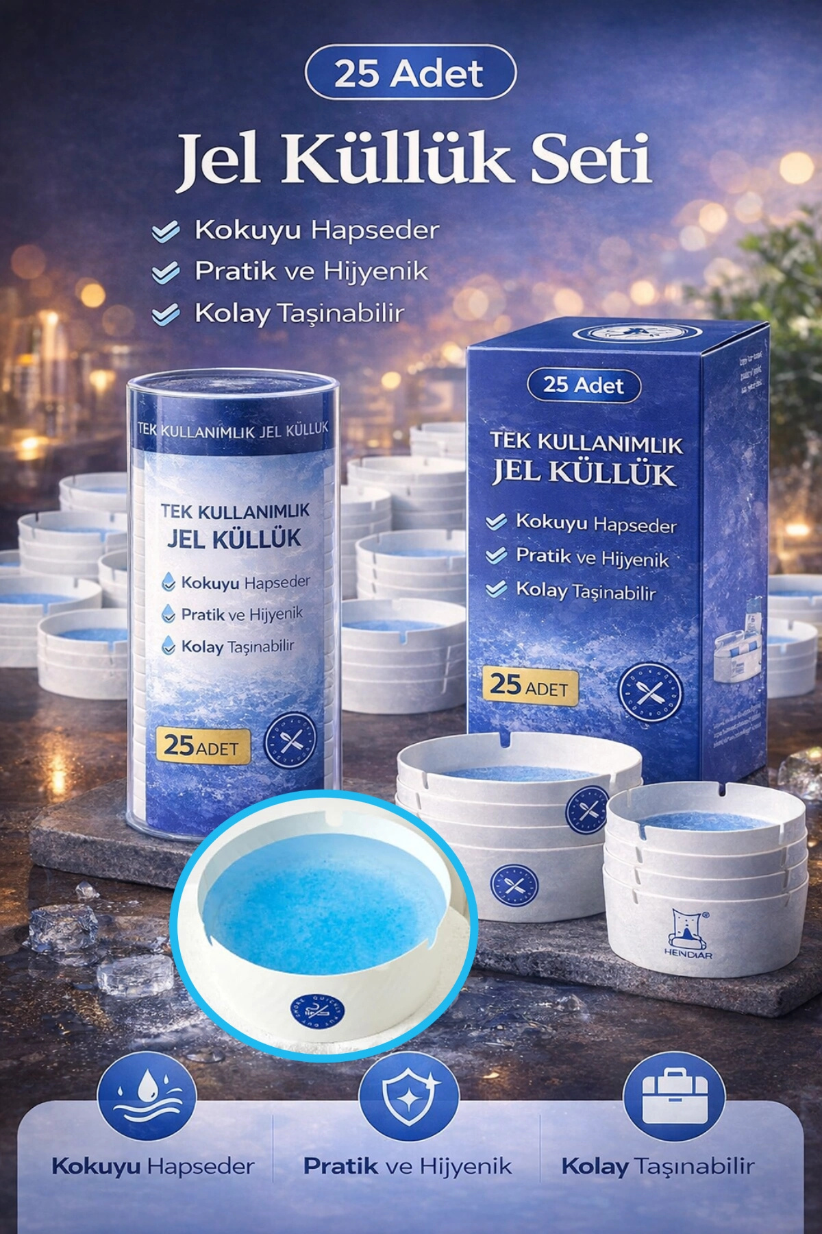 Tilbe Home 25 Adet Jel Kül Tablası Tek Kullanımlık Ofis Araç Kafe