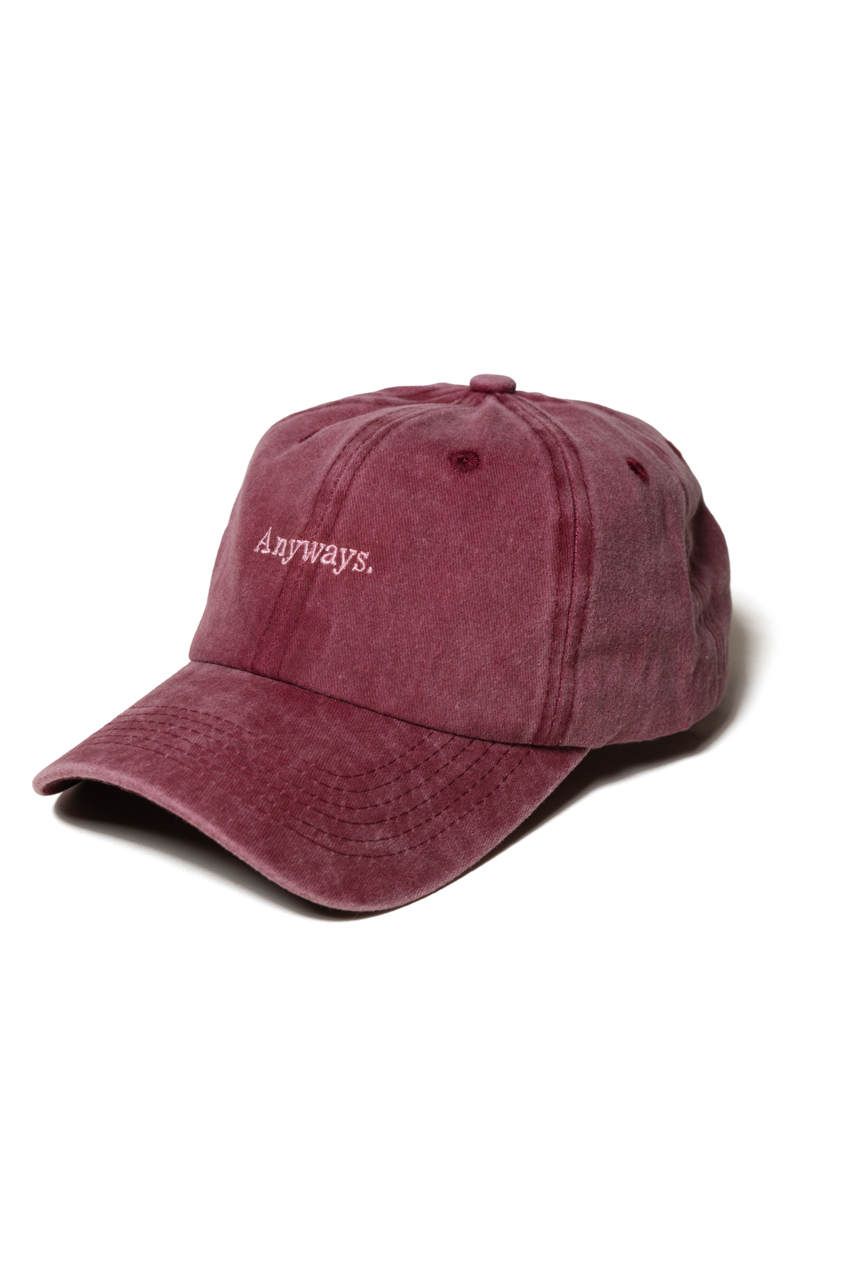 Nome Studio Yazı Nakışlı Bordo Şapka Anyways Minimal Streetwear ve Açık Pembe Yazı Nakışlı Pamuklu Şapka görsel 2