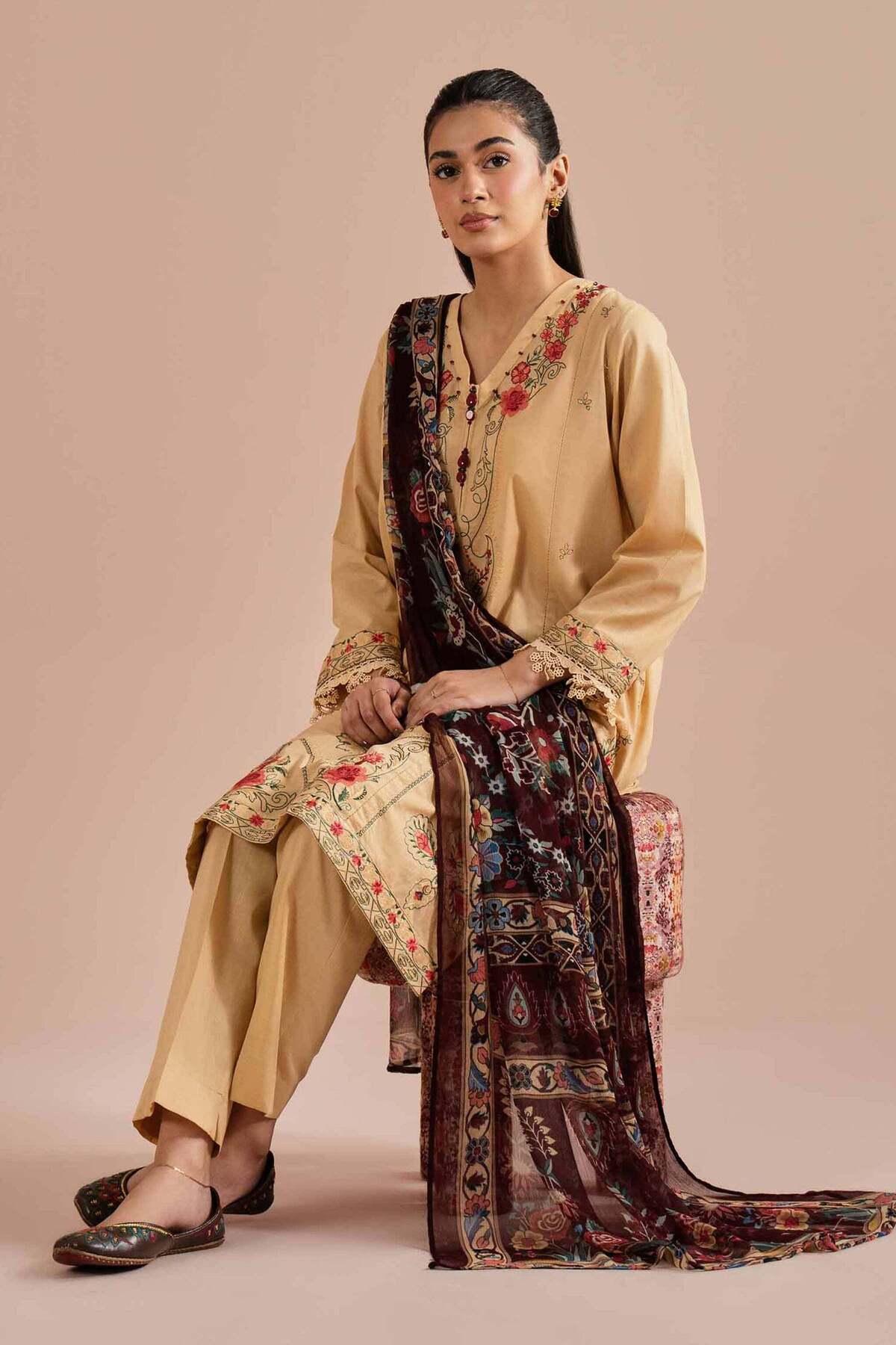 Nishat Linen 3 Piece - Embroidered Suit - PE 26-67