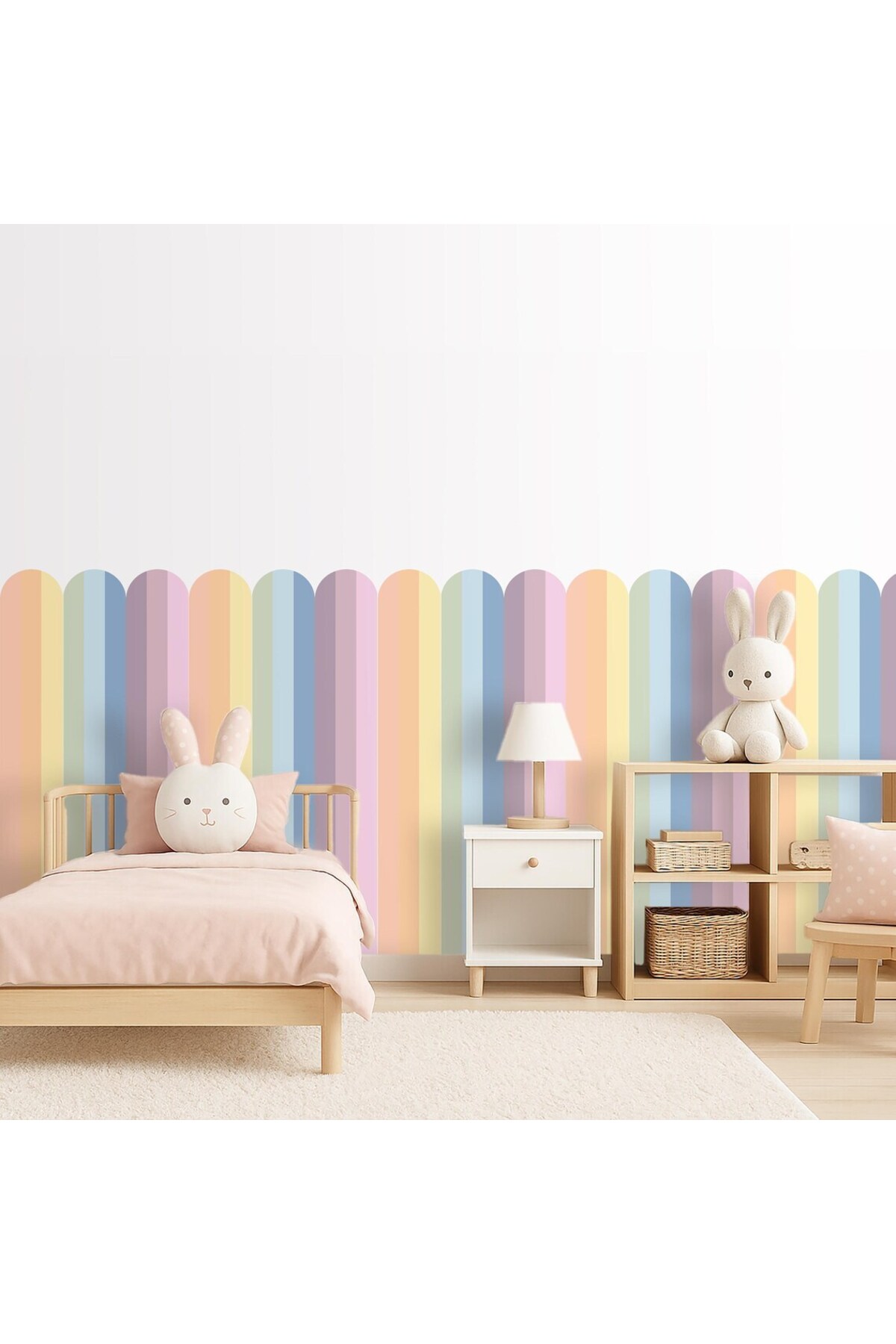 PP-83 Arched Striped Half Wall Sticker – Baby & Kids Room Self Adhesive Wall Decor