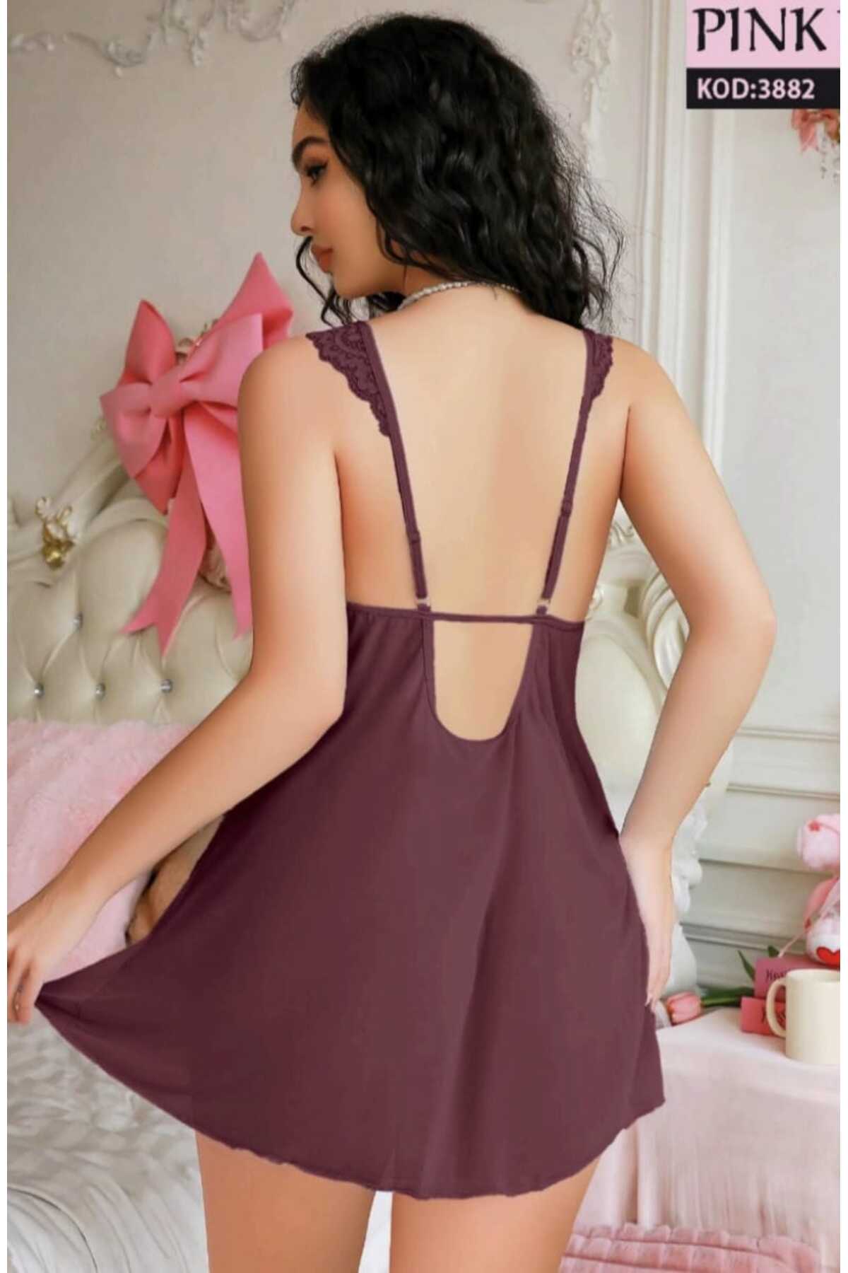 PİNKNİGHT SATEN VE DEKOLTELİ GECELİK